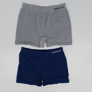 Reebok Girls Heather Gray and Navy Boxer Shorts Underwear Duo (Large 12/14)